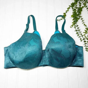 Cacique - Lane Bryant Teal Green Blue Lightly Lined Balconette Bra Women's 38DD